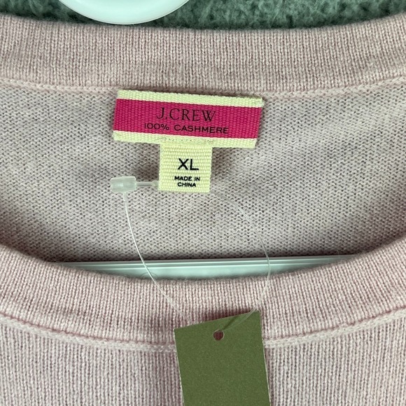 NWT J Crew 100% Cashmere T Shirt Pink Short Sleeve Sweater Women size XL - Picture 9 of 11